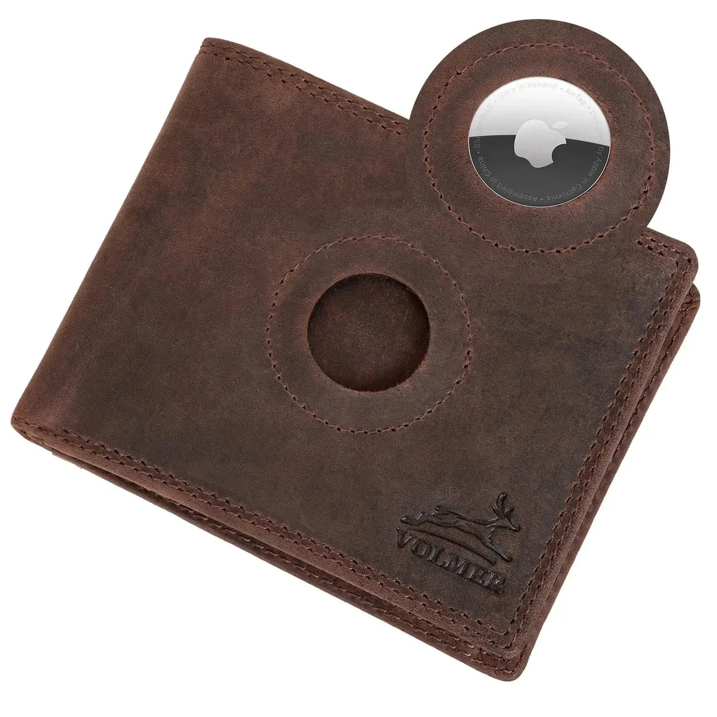 Leather Wallet for Men with AirTag Pocket and RFID Protection - Extra-Sturdy Double Stitching - 6 Slots for Credit Cards | EasyComfortAir