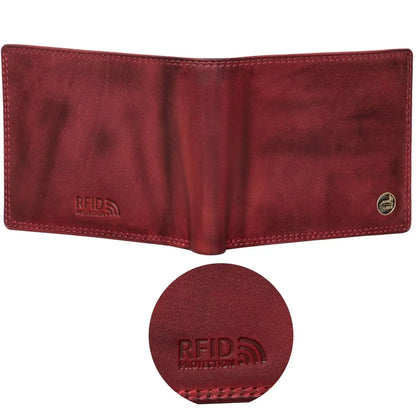 Cartera de cuero para hombre con protección RFID - costura doble extra resistente - 6 compartimentos para tarjetas de crédito | 16112B