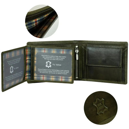 Cartera de cuero para hombre con protección RFID - costura doble extra resistente - 13 compartimentos para tarjetas de crédito | VO36B