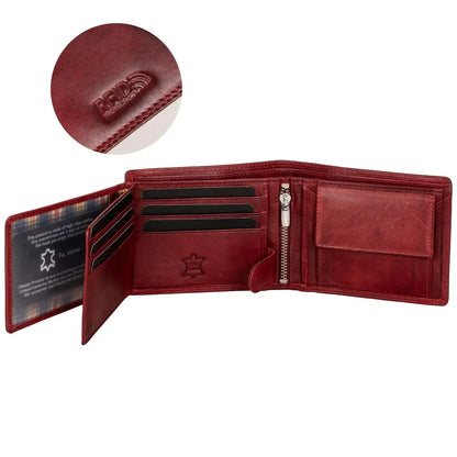 Cartera de cuero para hombre con protección RFID - costura doble extra resistente - 13 compartimentos para tarjetas de crédito | VO36B