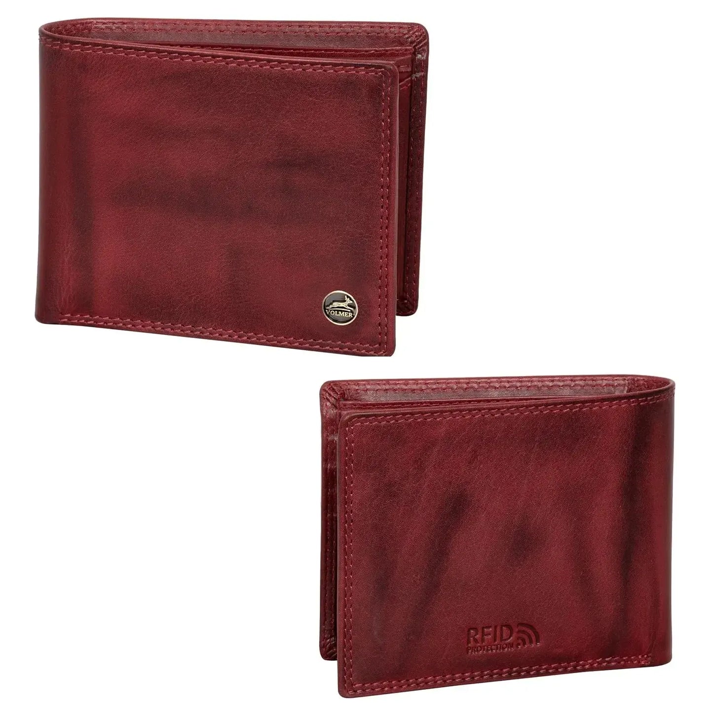 Cartera de cuero para hombre con protección RFID - costura doble extra resistente - 6 compartimentos para tarjetas de crédito | 16112B