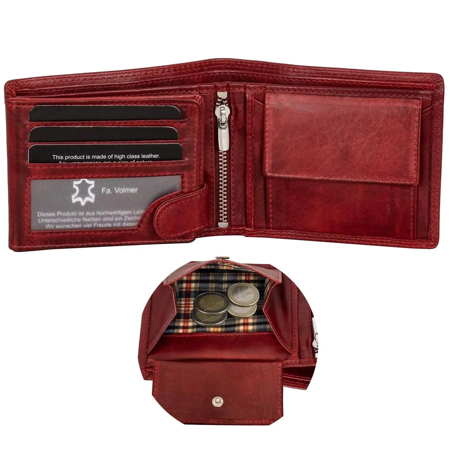 Cartera de cuero para hombre con protección RFID - costura doble extra resistente - 13 compartimentos para tarjetas de crédito | VO36B
