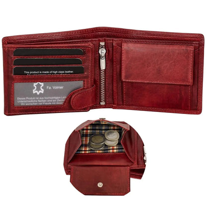Cartera de cuero para hombre con protección RFID - costura doble extra resistente - 13 compartimentos para tarjetas de crédito | VO36B