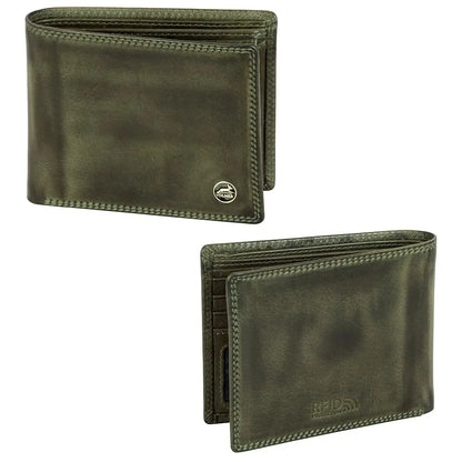 Cartera de cuero para hombre con protección RFID - costura doble extra resistente - 6 compartimentos para tarjetas de crédito | 16112B