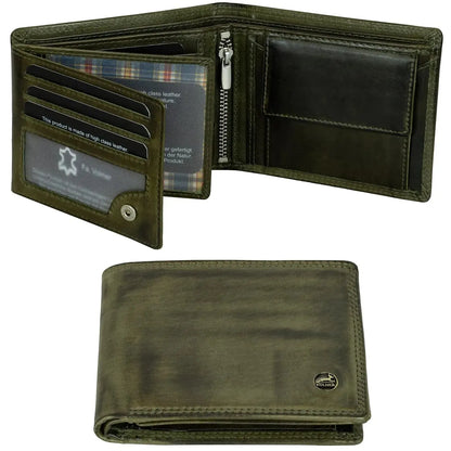Cartera de cuero para hombre con protección RFID - costura doble extra resistente - 13 compartimentos para tarjetas de crédito | VO36B