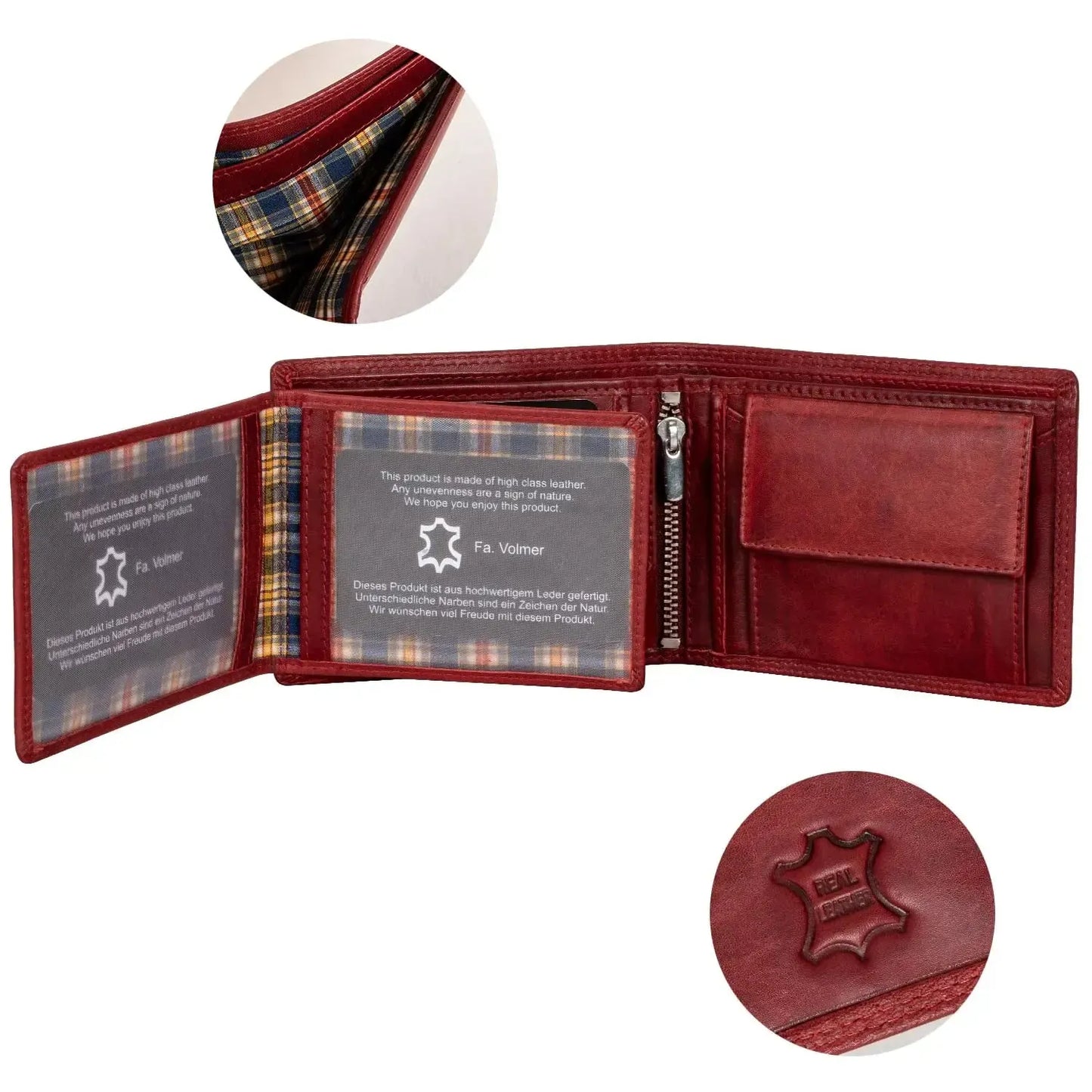 Cartera de cuero para hombre con protección RFID - costura doble extra resistente - 13 compartimentos para tarjetas de crédito | VO36B