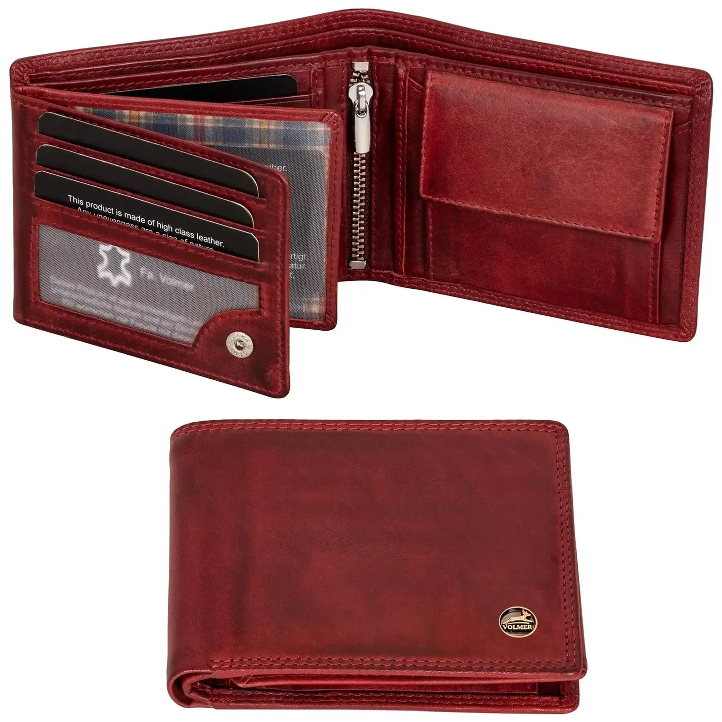 Cartera de cuero para hombre con protección RFID - costura doble extra resistente - 13 compartimentos para tarjetas de crédito | VO36B