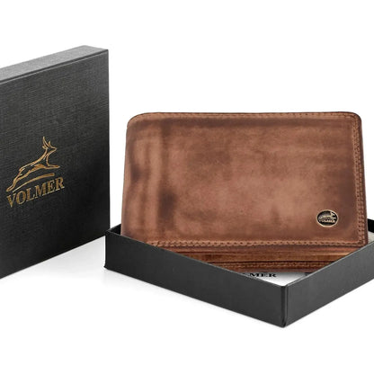 Cartera de cuero para hombre con protección RFID - costura doble extra resistente - 13 compartimentos para tarjetas de crédito | VO36B