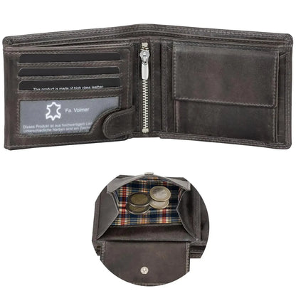 Cartera de cuero para hombre con protección RFID - costura doble extra resistente - 13 compartimentos para tarjetas de crédito | VO36B