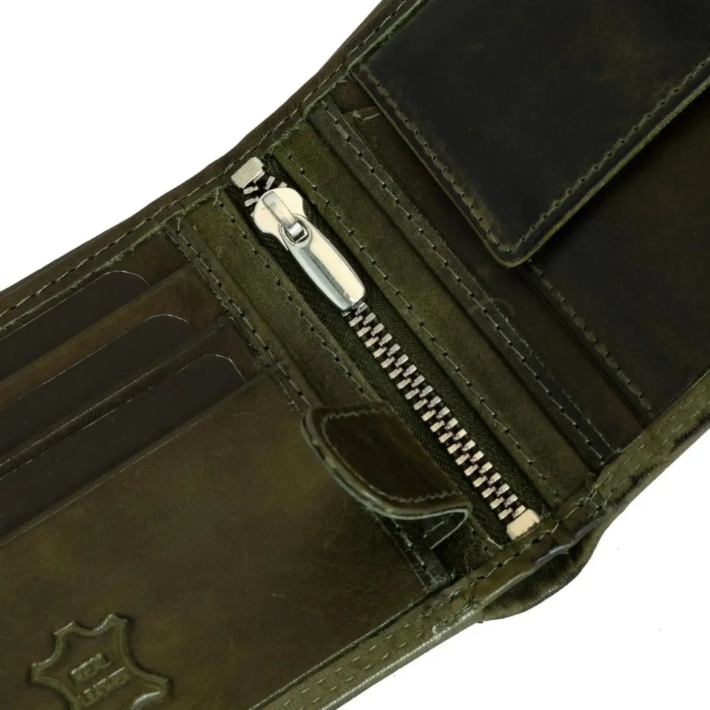 Cartera de cuero para hombre con protección RFID - costura doble extra resistente - 13 compartimentos para tarjetas de crédito | VO36B