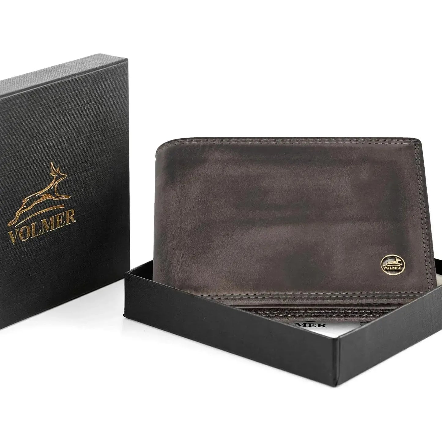 Cartera de cuero para hombre con protección RFID - costura doble extra resistente - 13 compartimentos para tarjetas de crédito | VO36B