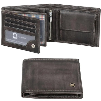 Cartera de cuero para hombre con protección RFID - costura doble extra resistente - 13 compartimentos para tarjetas de crédito | VO36B