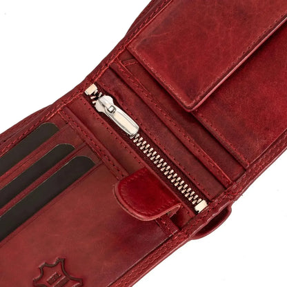 Cartera de cuero para hombre con protección RFID - costura doble extra resistente - 13 compartimentos para tarjetas de crédito | VO36B