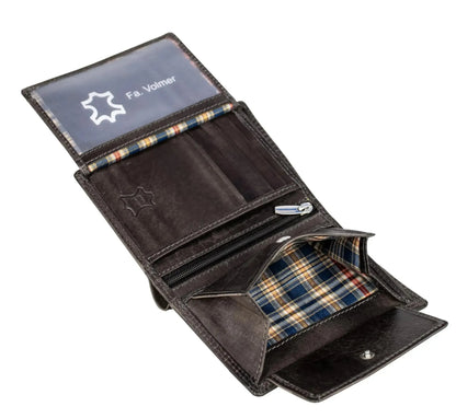 Cartera de cuero para hombre con protección RFID - costura doble extra resistente - 11 compartimentos para tarjetas de crédito - formato vertical | VO39