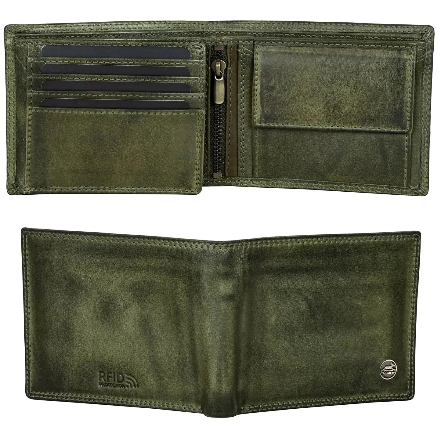 Portafoglio uomo in pelle con protezione RFID - doppia cucitura extra resistente - 11 scomparti per carte di credito | VO19B