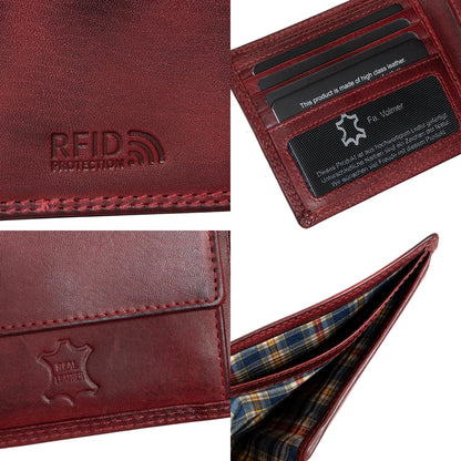 Leder Geldbörse Herren mit RFID-Schutz - extra-stabile Doppelnaht - 6 Fächer für Kreditkarten | 16112B