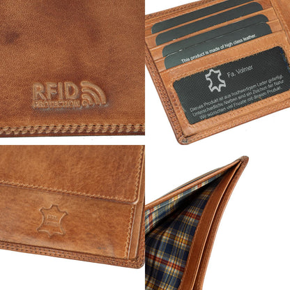 Leder Geldbörse Herren mit RFID-Schutz - extra-stabile Doppelnaht - 6 Fächer für Kreditkarten | 16112B