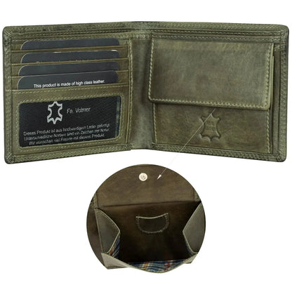 Cartera de cuero para hombre con protección RFID - costura doble extra resistente - 6 compartimentos para tarjetas de crédito | 16112B