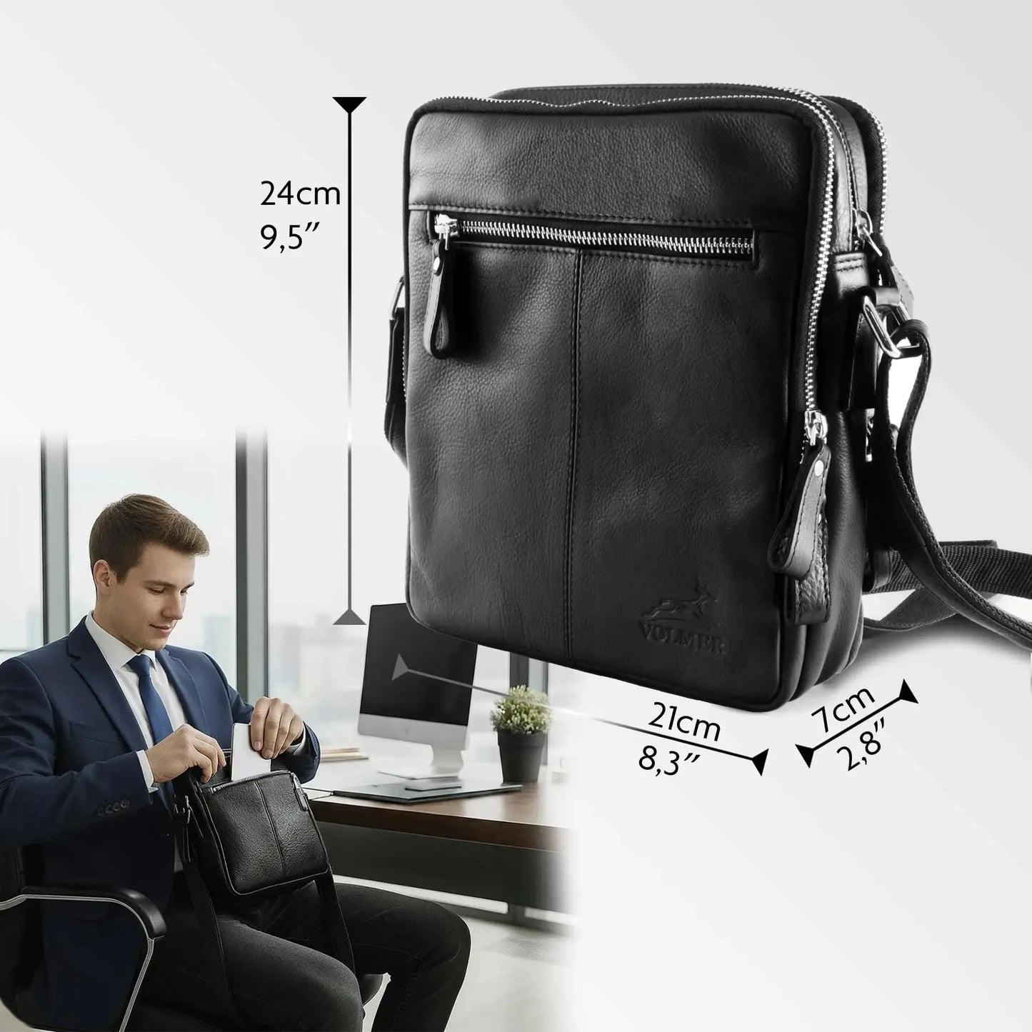 Kompakte Umhängetasche Leder für Herren und Damen – funktionale Schultertasche für jeden Tag | Laredo