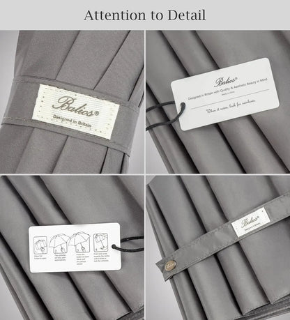 Automatik Taschen-Regenschirm mit Holzgriff – sturmfest & windsicher – Herren & Damen – Designed in Britain