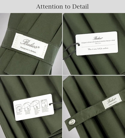 Automatik Taschen-Regenschirm mit Holzgriff – sturmfest & windsicher – Herren & Damen – Designed in Britain