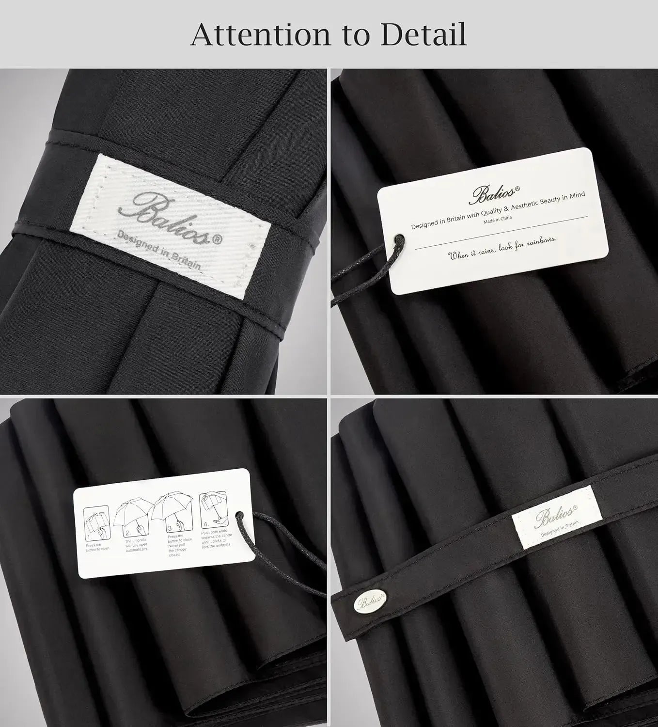 Automatik Taschen-Regenschirm mit Holzgriff – sturmfest & windsicher – Herren & Damen – Designed in Britain