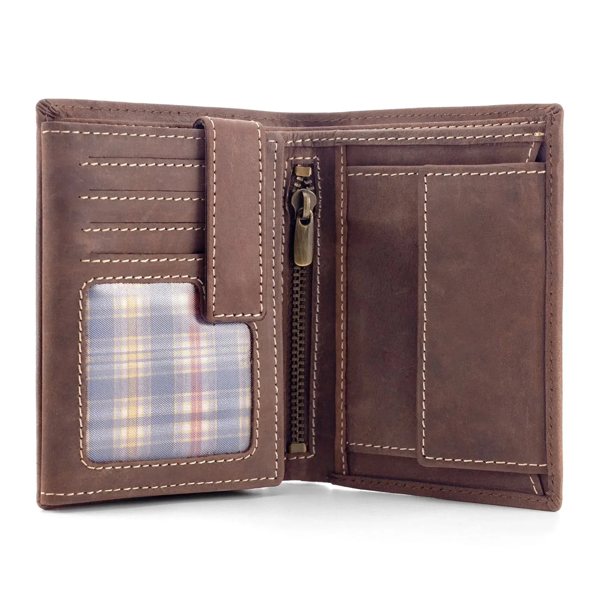 Leder Geldbörse Herren mit RFID-Schutz – geöltes Büffelleder – helle Nähte – 16 Fächer für Kreditkarten | VO14