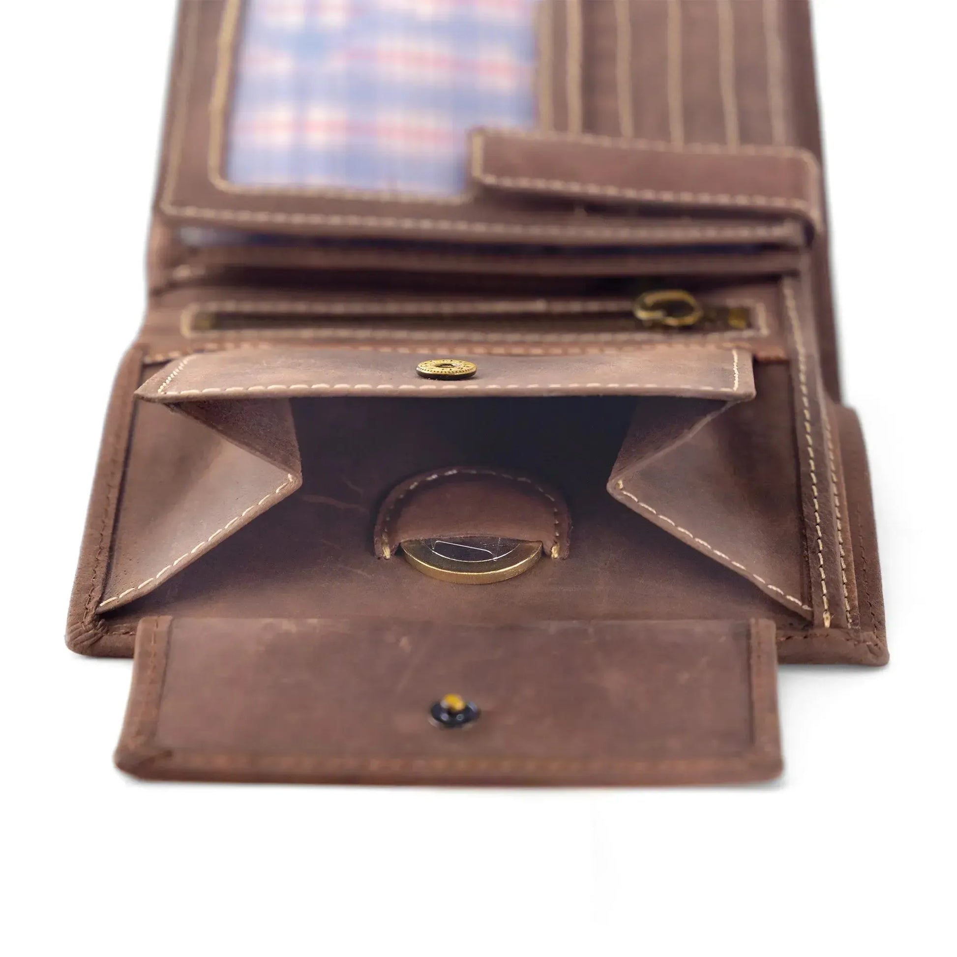 Leder Geldbörse Herren mit RFID-Schutz – geöltes Büffelleder – helle Nähte – 16 Fächer für Kreditkarten | VO14