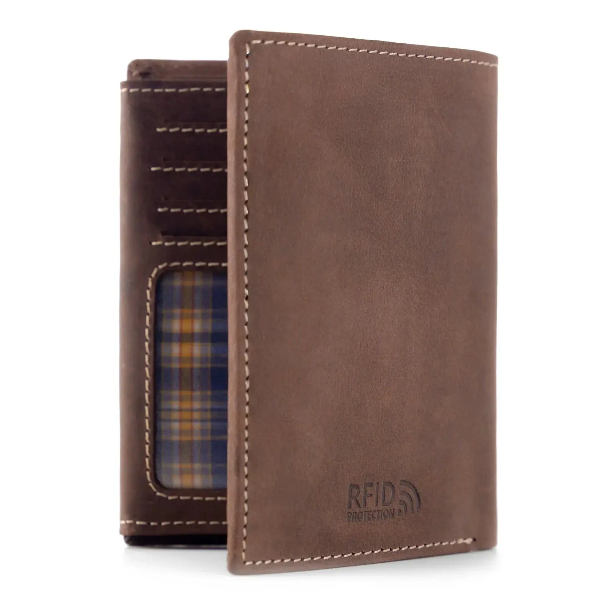 Leder Geldbörse Herren mit RFID-Schutz – geöltes Büffelleder – helle Nähte – 16 Fächer für Kreditkarten | VO14