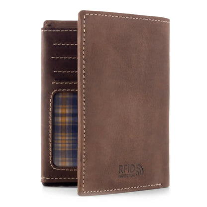 Leder Geldbörse Herren mit RFID-Schutz – geöltes Büffelleder – helle Nähte – 16 Fächer für Kreditkarten | VO14