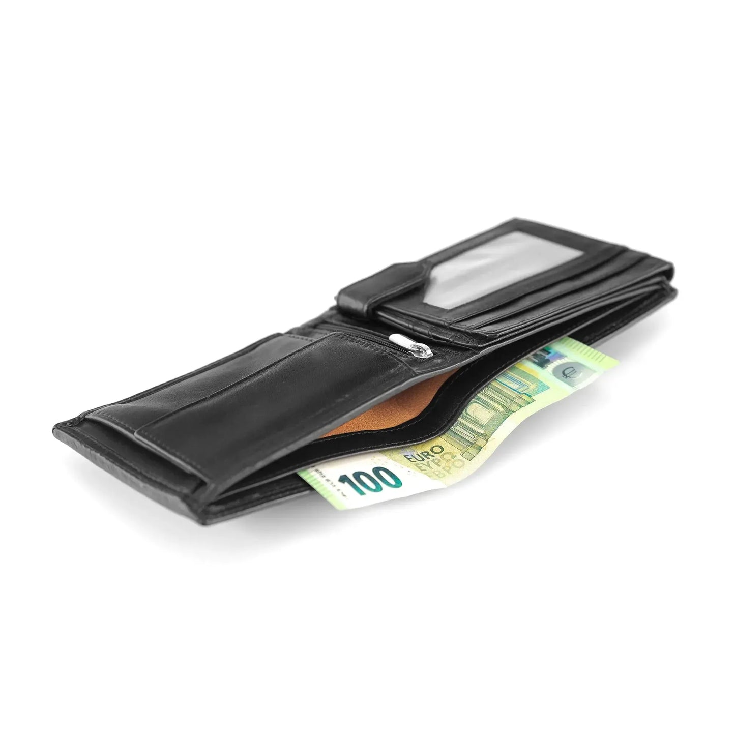 Leder Geldbörse Herren mit RFID-Schutz – Futter aus Echtleder – extra-stabile Doppelnaht in weiß – 12 Fächer für Kreditkarten | VO6