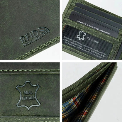 Leder Geldbörse Herren mit RFID-Schutz - extra-stabile Doppelnaht - 6 Fächer für Kreditkarten | VO8