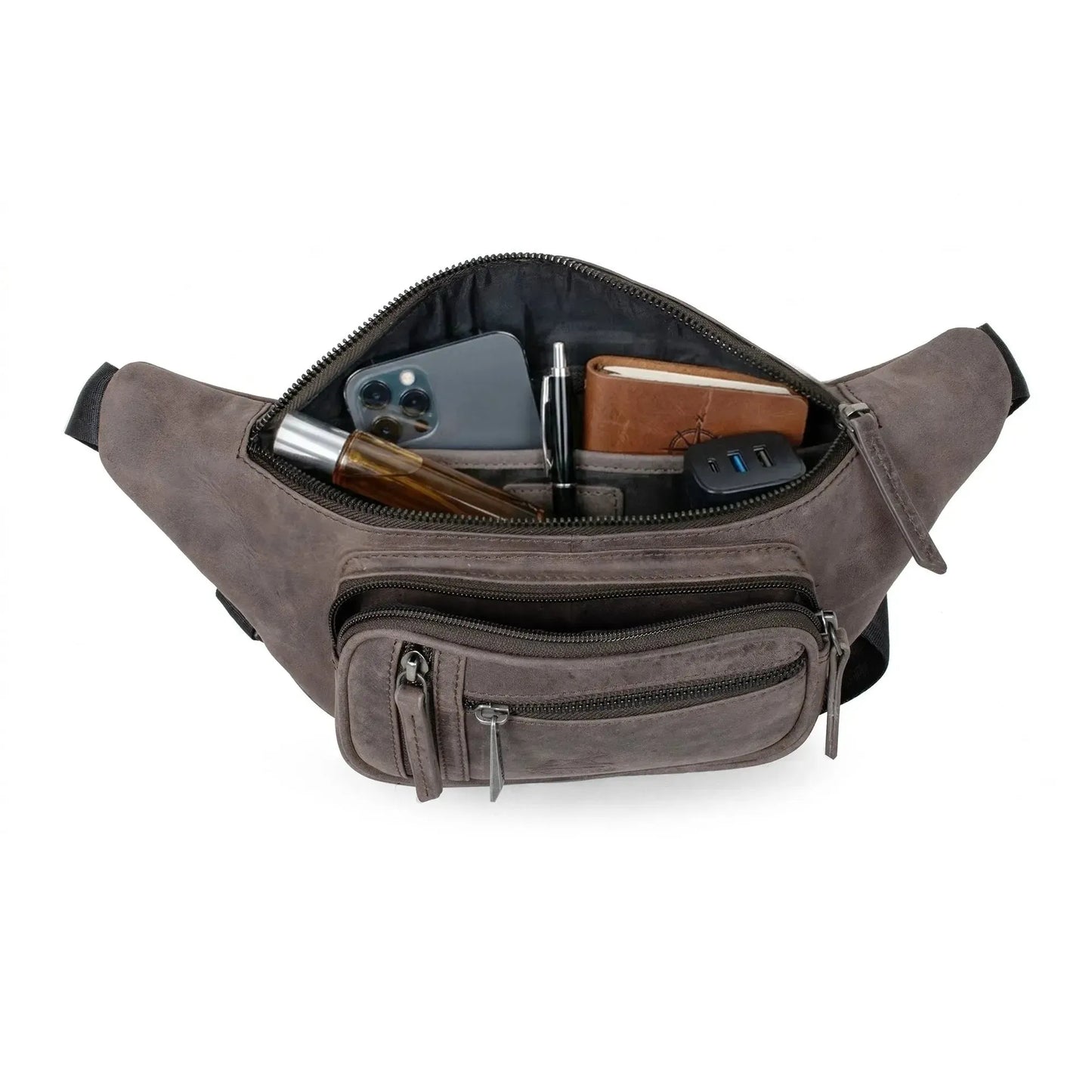 Bauchtasche Leder – 1 großes Fach, 3 kleine Fächer | Barcelona II