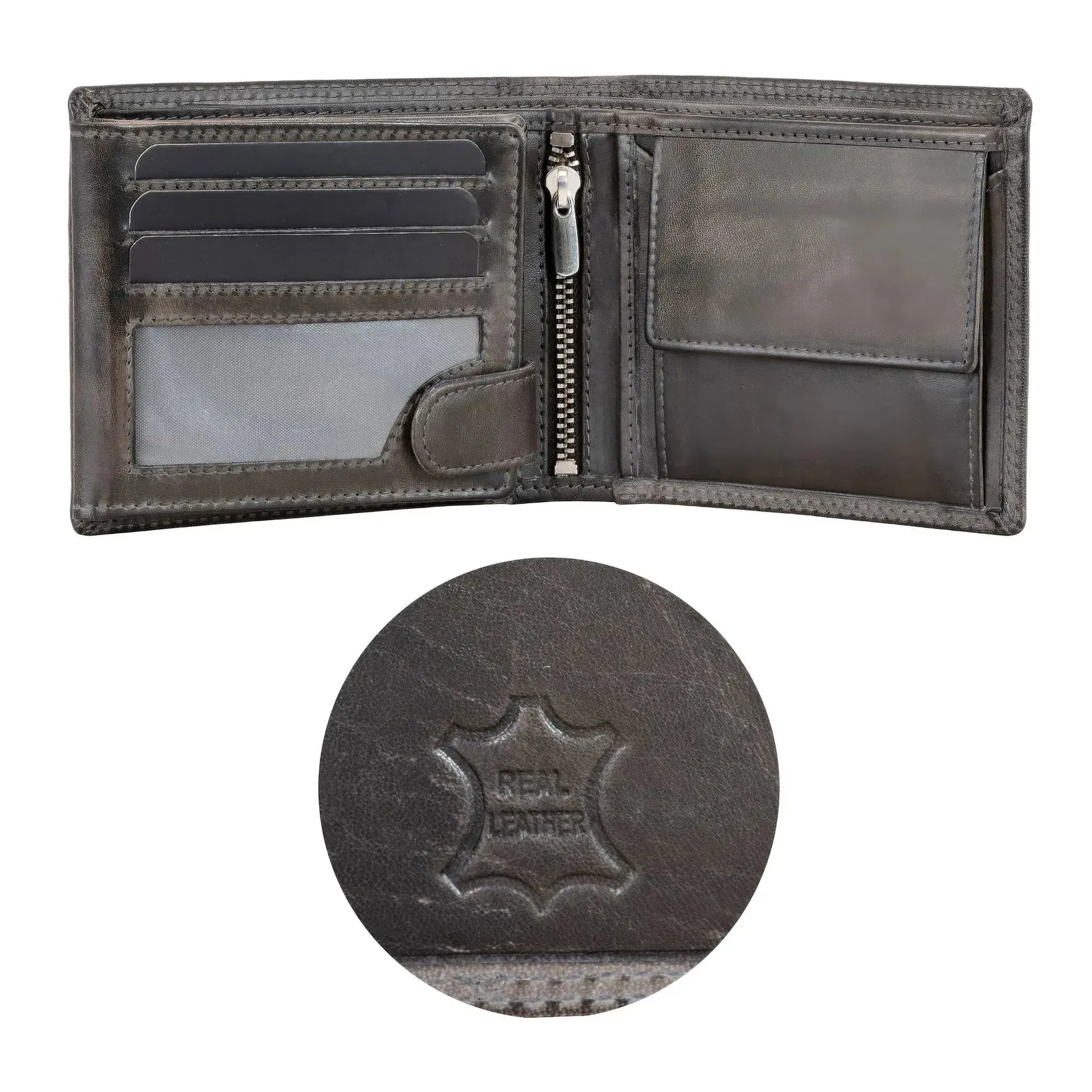 Leder Geldbörse Herren mit RFID-Schutz – extra-stabile Doppelnaht – 13 Fächer für Kreditkarten | VO11-RFID