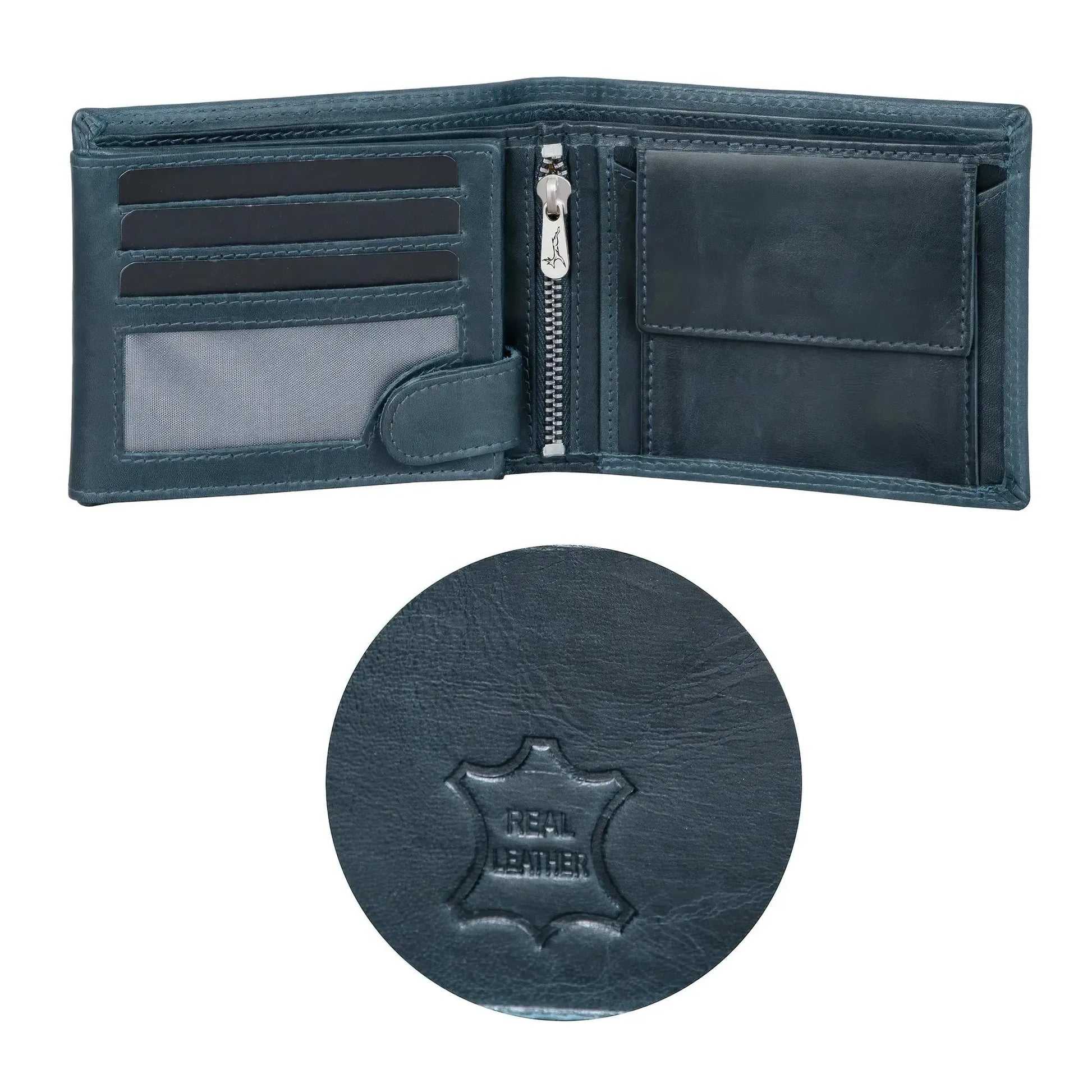 Leder Geldbörse Herren mit RFID-Schutz – extra-stabile Doppelnaht – 13 Fächer für Kreditkarten | VO11-RFID