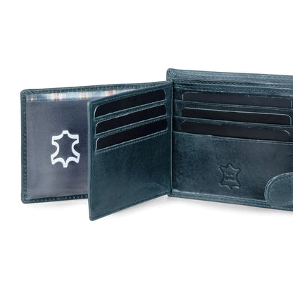 Leder Geldbörse Herren mit RFID-Schutz – extra-stabile Doppelnaht – 13 Fächer für Kreditkarten | VO11-RFID