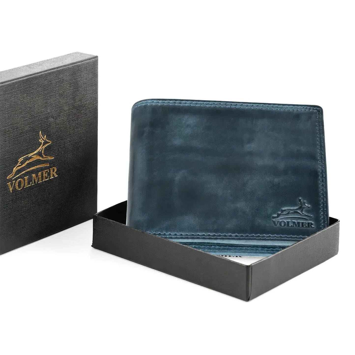 Leder Geldbörse Herren mit RFID-Schutz – extra-stabile Doppelnaht – 13 Fächer für Kreditkarten | VO11-RFID