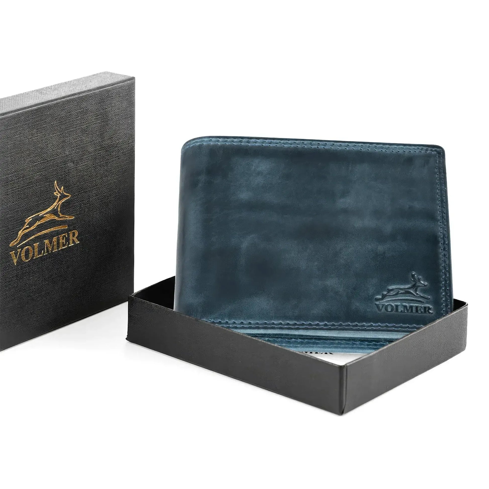 Leder Geldbörse Herren mit RFID-Schutz – extra-stabile Doppelnaht – 13 Fächer für Kreditkarten | VO11-RFID