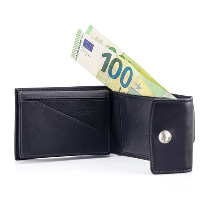 Kompakte Leder Geldbörse mit Münzfach - 9 Fächer für Karten - RFID-Schutz - inkl. Geschenkbox | VO40