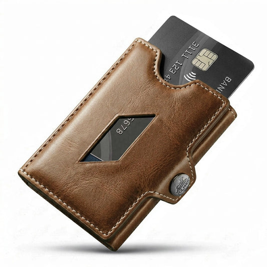Slim Wallet mit Münzfach aus Leder Platz für 5 Karten – Scheinfach – RFID-Schutz | VO46