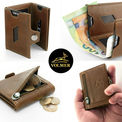 Portafoglio slim in pelle con tasca portamonete, spazio per 5 carte – scomparto banconote – protezione RFID | VO46
