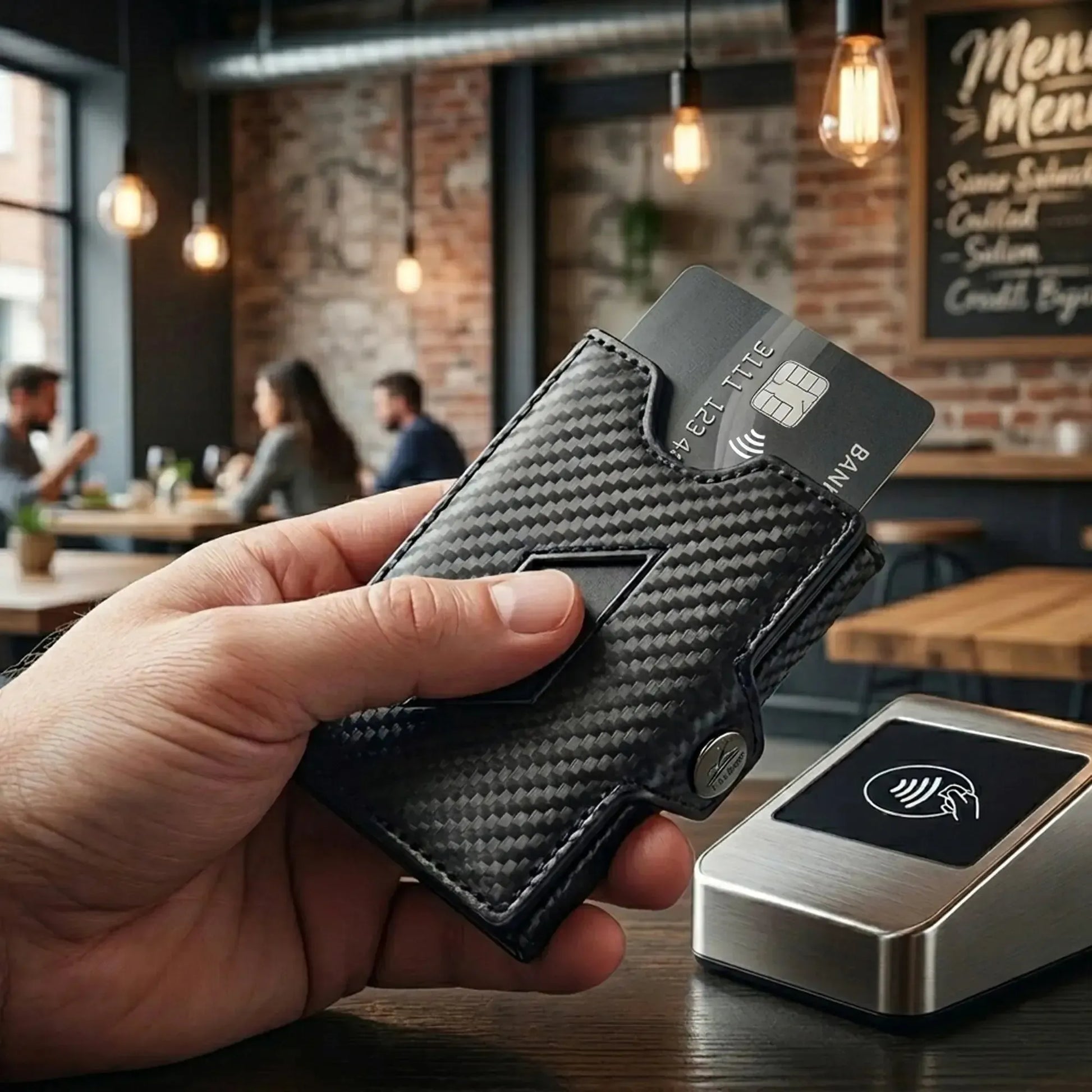 Portafoglio slim in pelle con portamonete, spazio per 5 carte – scomparto banconote – protezione RFID | VO46