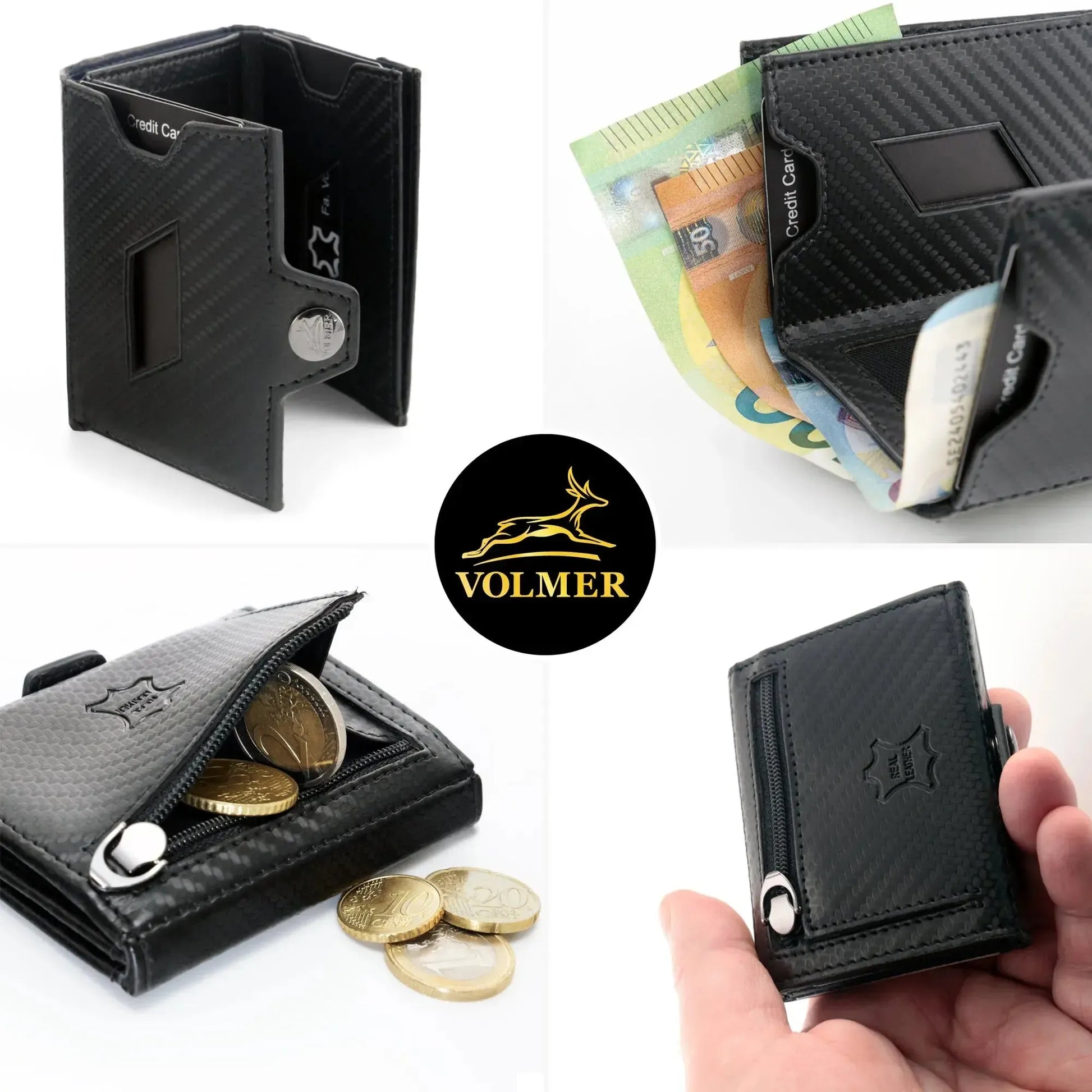 Slim Wallet con scomparto per monete in pelle, spazio per 5 carte – scomparto banconote – protezione RFID | VO46