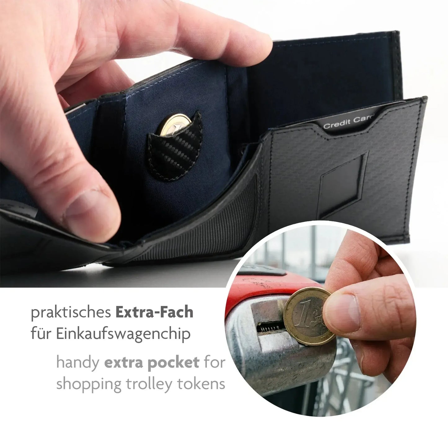 Portafoglio slim in pelle con tasca per monete, spazio per 5 carte – scomparto banconote – protezione RFID | VO46
