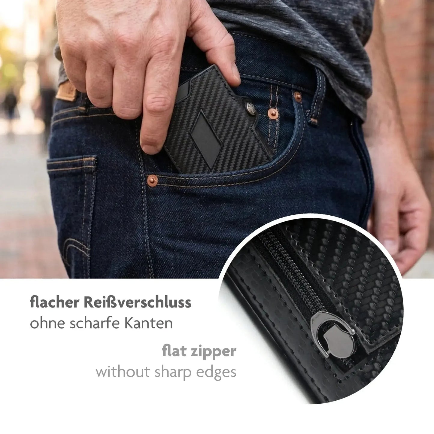 Slim Wallet con portamonete in pelle, spazio per 5 carte – scomparto banconote – protezione RFID | VO46