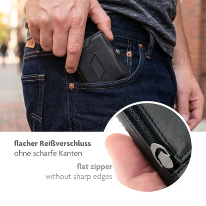 Slim Wallet con scomparto portamonete in pelle, spazio per 5 carte – scomparto banconote – protezione RFID | VO46