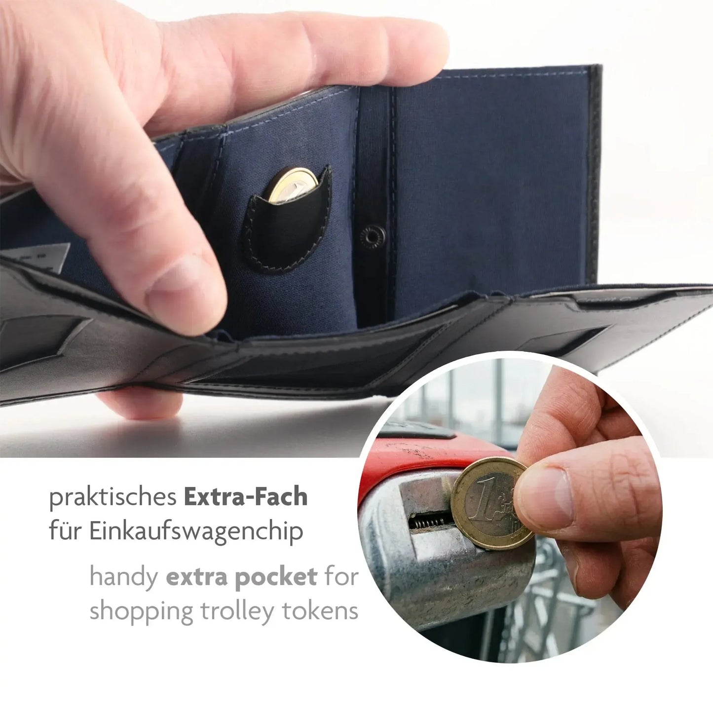 Slim Wallet con scomparto monete in pelle, spazio per 5 carte – scomparto banconote – protezione RFID | VO46