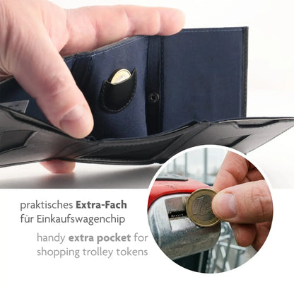 Slim Wallet con scomparto monete in pelle, spazio per 5 carte – scomparto banconote – protezione RFID | VO46