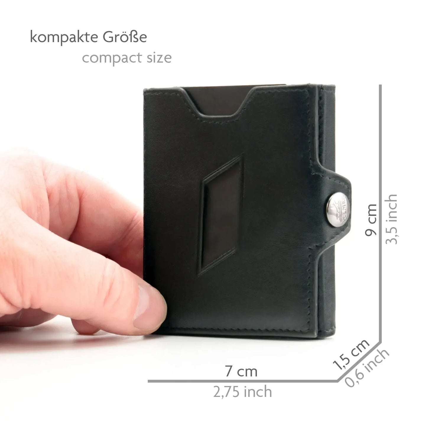 Portafoglio slim in pelle con portamonete, spazio per 5 carte – scomparto banconote – protezione RFID | VO46