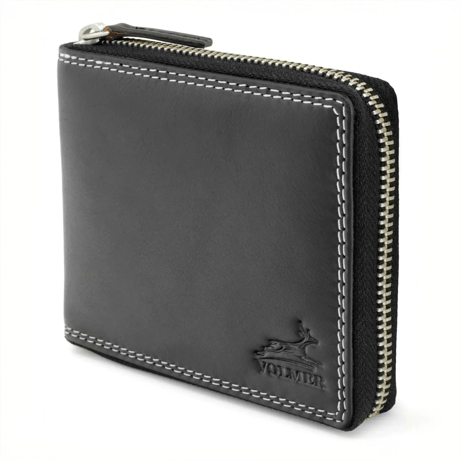 Leather men’s wallet with RFID protection – all-around zipper – large coin pocket – space for 9 cards | VoZip